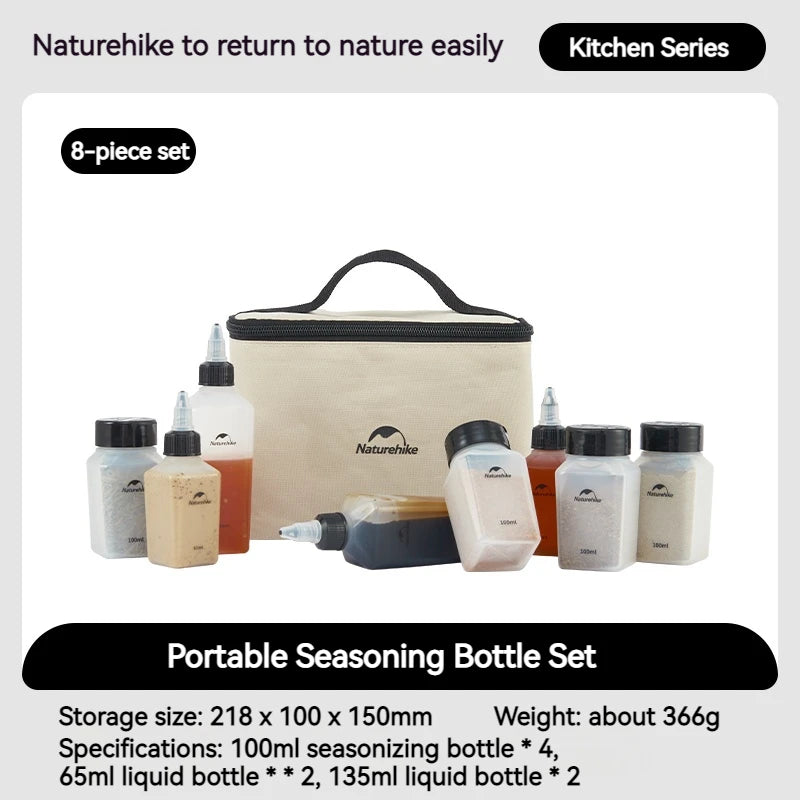 Naturehike Outdoor BBQ Picnic 8 Pieces Set Seasoning Spice Storage Jars Set With Storage Bag Delivery Bags Camping Accessories