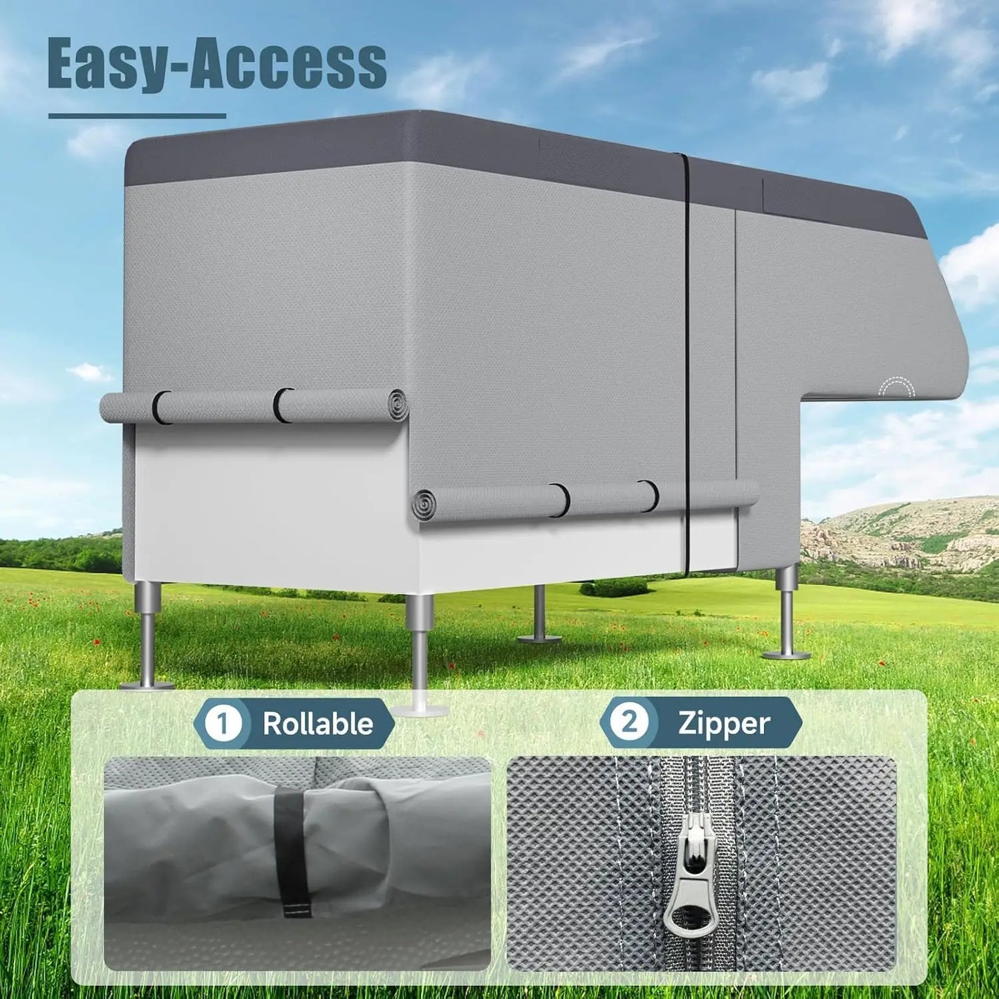 Umbrauto Truck Camper Cover, Upgraded 7 Layers Top Waterproof Slide-in RV Cover with Windproof Straps & Complete Accessory Kit