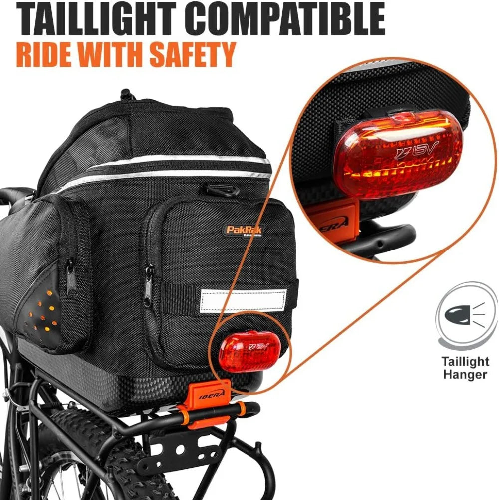 17L Clip-On Bike Rack Bag with Shoulder Strap, Hard Base & Reflective Trim, Daily Commute Bicycle Bag