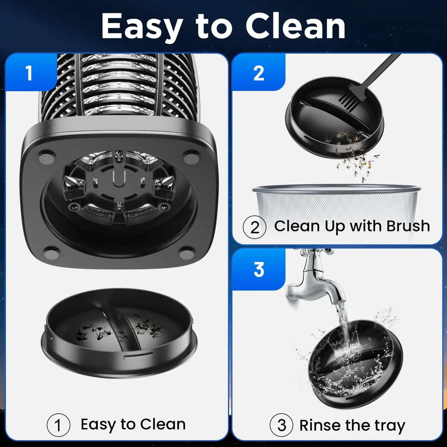 Solar Bug Zapper Outdoor Waterproof Mosquitoes Zapper Portable & Rechargeable Electric Fly Zapper with Panel Sensor & LED Night