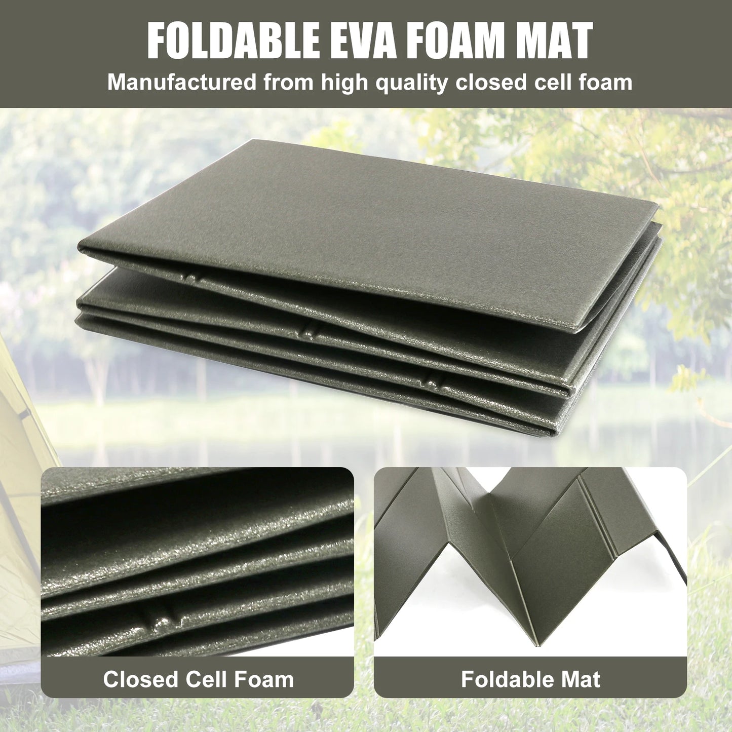Tactical Foldable Sleeping Mat Waterproof Folding Flat Thick Mechanic Pad Kneeling Mat for Garage Picnicking Camping Outdoors