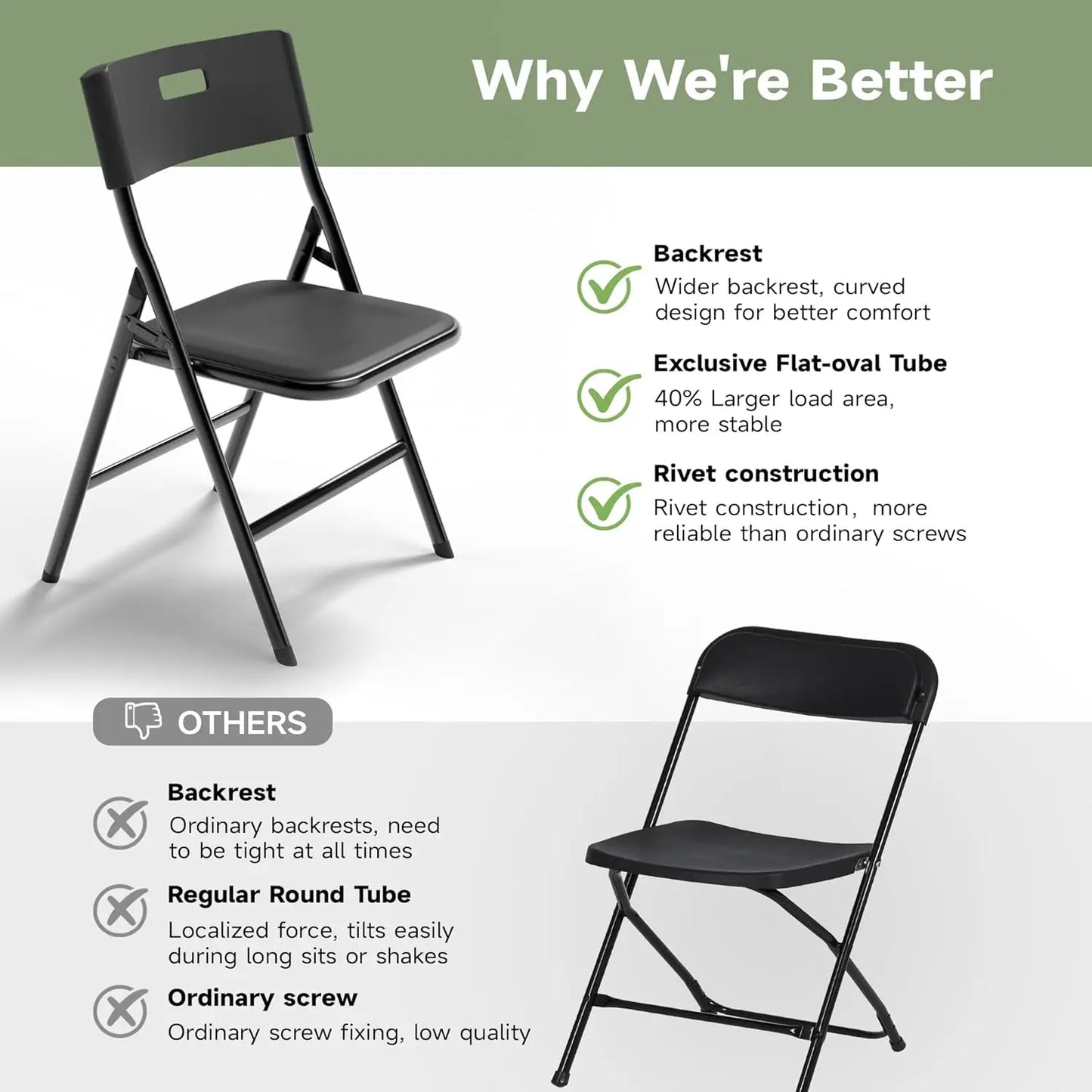 6FT Folding Table Set with 8 Folding Chairs, Heavy Duty 330 lbs Table & 330 lbs Chairs, Portable Folding Furniture Bundle