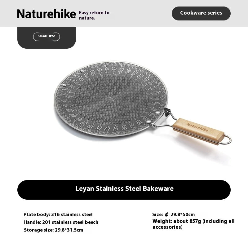 Naturehike Camping Grill Pan Stainless Steel Thick Bottom Honeycomb Plate Design Outdoor Picnic Cookware Grill Pan With Handle