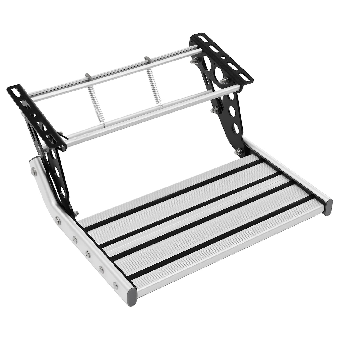 12V Folding RV Step Folding Camper Step, Welcome Ladder, 44cm Step Board Motorhomes with LED Light Strip Bar