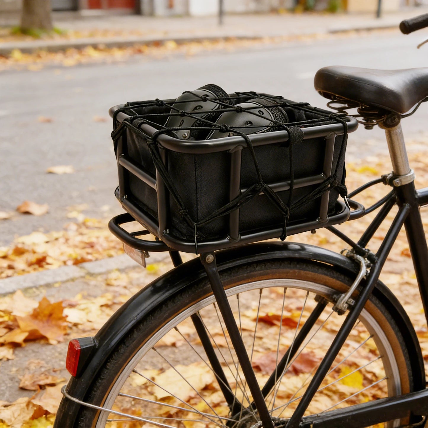 Sturdy Welded Bicycle Rear Rack Basket, Anti-Rust Wear Resistant Storage Basket With Cable Ties For Outdoor Riding
