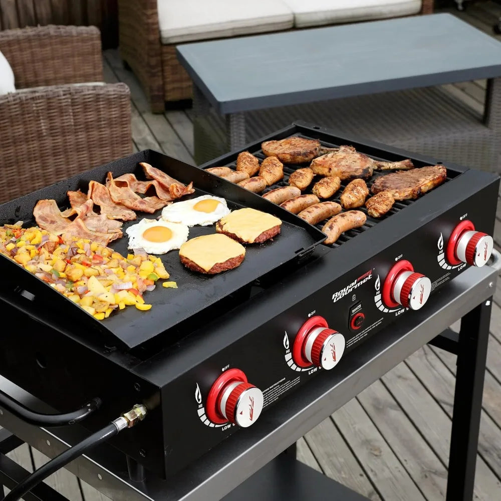 GD4002T 4-Burner Tailgater Grill and Griddle Combo, Portable Flat Top Propane Gas Grill with 40,000 BTUs Output for Backyard or