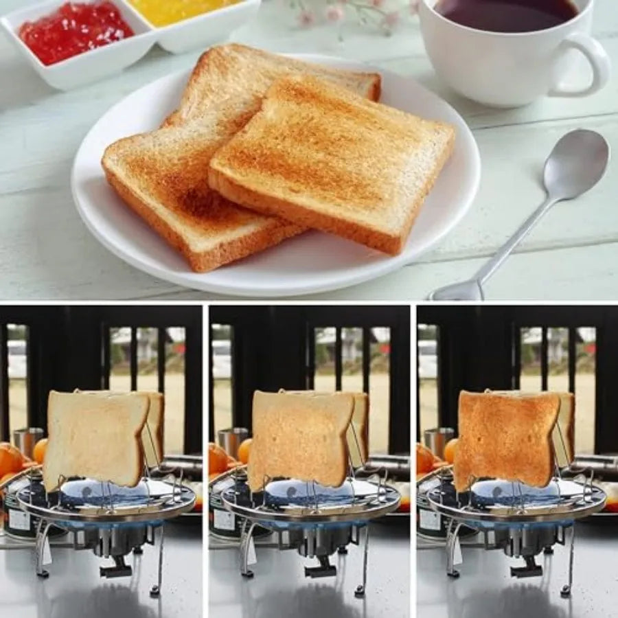 Camping Toaster - Stainless Steel Camp Toaster and Bread Clip, for Campers, Hikers, Outdoor Enthusiasts, and Families, Ideal fo
