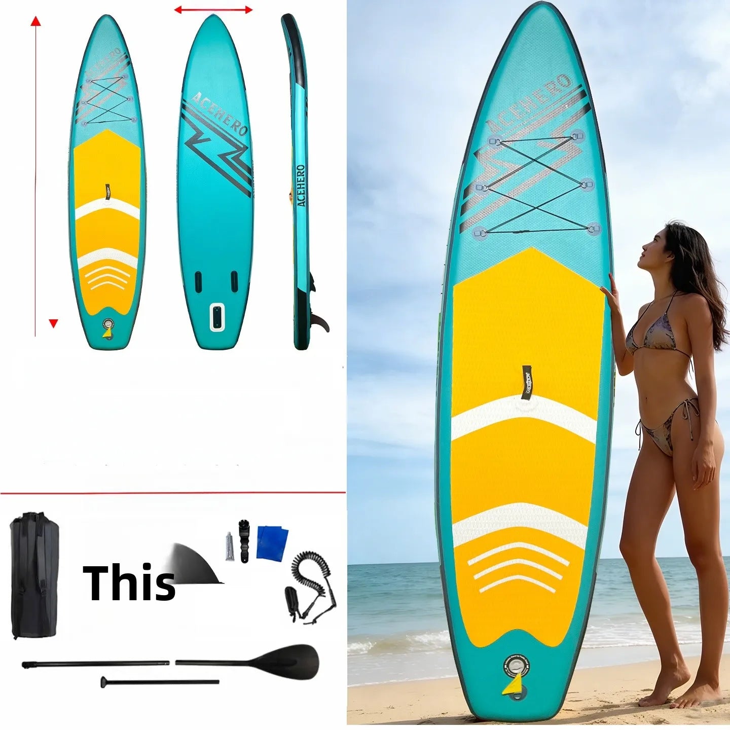 Thickened Double-layer Stand-up Paddle Board Inflatable Surfing Board Stable Outdoor Water Sports Family Camping Travel Gear