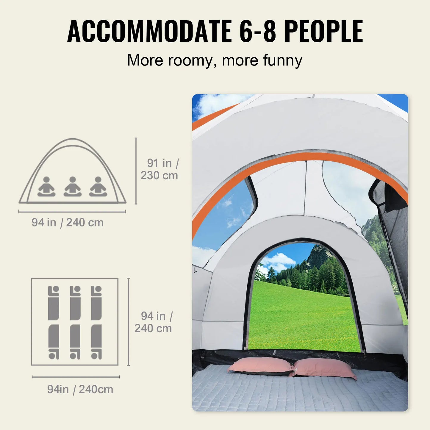SucceBuy SUV Camping Tent, 8'-8' SUV Tent Attachment for Camping with Rain Layer and Carry Bag, PU2000mm Double Layer Truck Tent