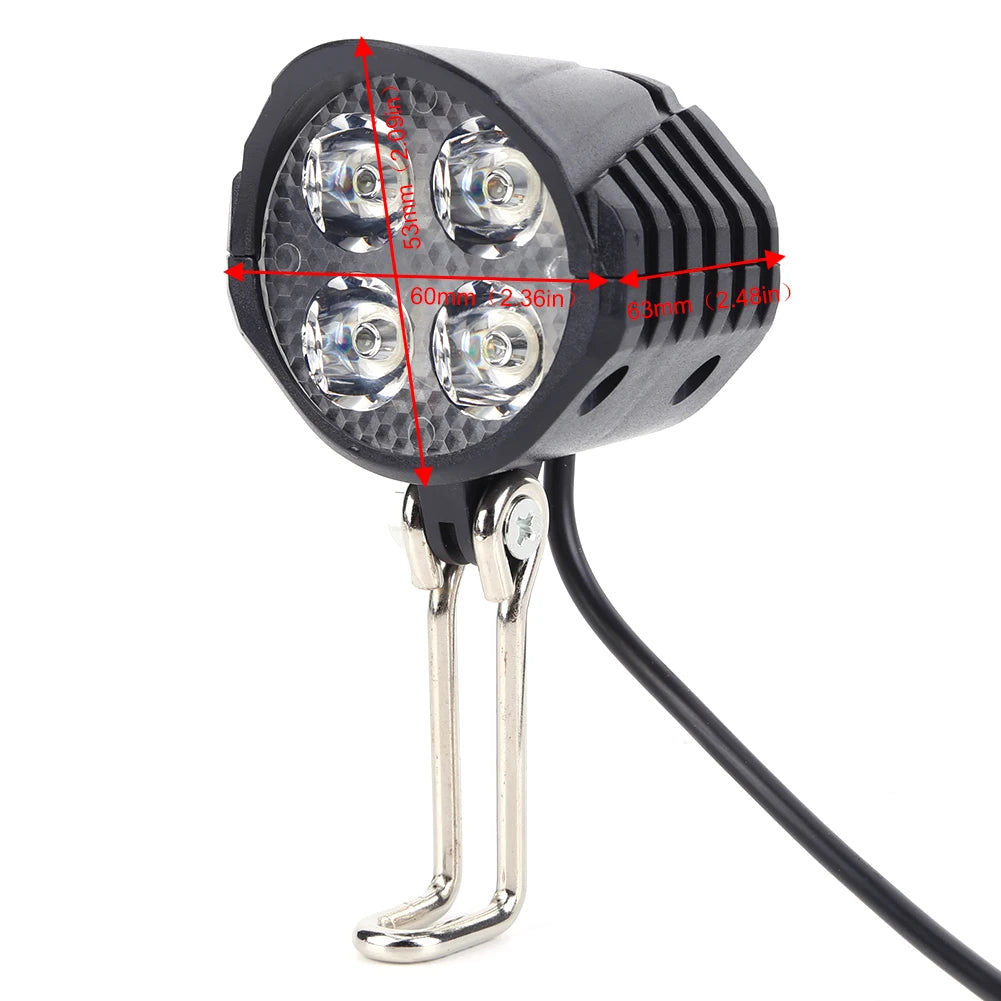 36/48/60V Electric Bicycle Light with Horn 18W 9 LED Electric Scooter LED Front Light Waterproof High Power Headlight for E-Bike