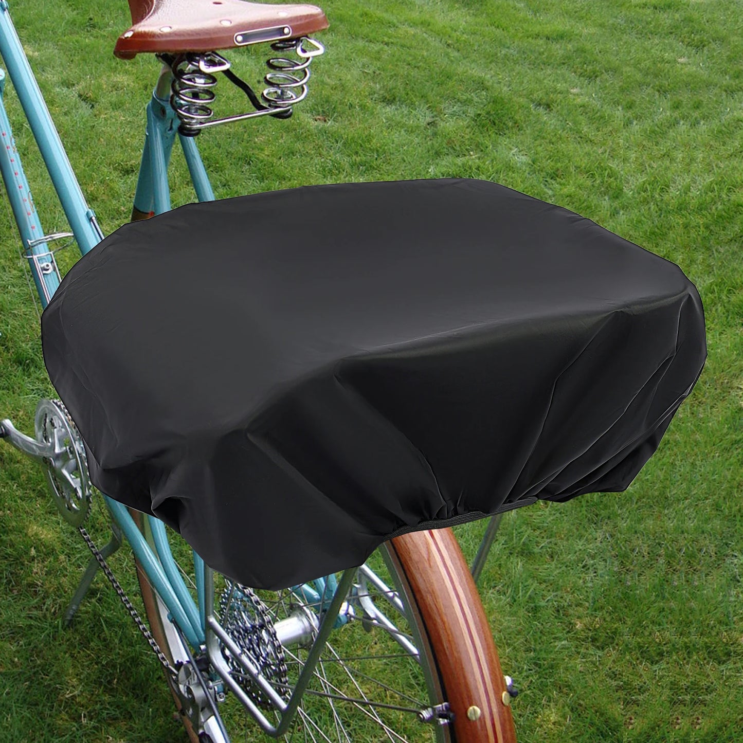 Bicycle Basket, Bike Rear Basket with Luggage Net & Rain Cover, Heavy Duty Iron Mesh 55lbs Load for Commuting Shopping