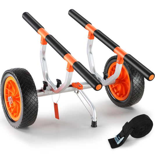 SucceBuy Kayak Cart 450lbs Detachable Canoe Trolley Cart with 12'' Tires Adjustable Width for Paddleboards Float Mats Jon Boats