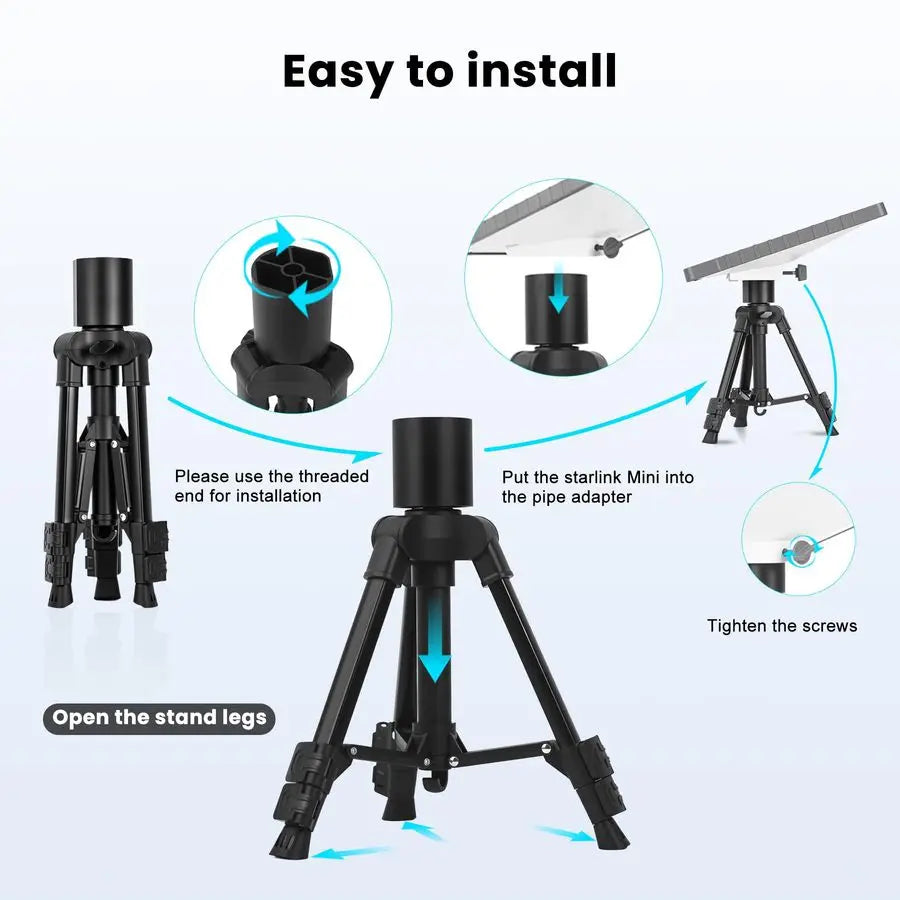 for Starlink Mini Tripod Mount with Pipe Adapter Adjustable Height and Angle for Starlink Mini Tripod kit for Outdoor Camping, T