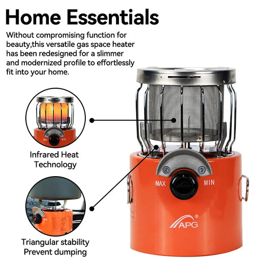 2 in 1 Portable Propane Heater Stove Pro – Outdoor Camping Gas Stove for Ice Fishing, Backpacking, Hiking, Hunting, Survival & Emergency