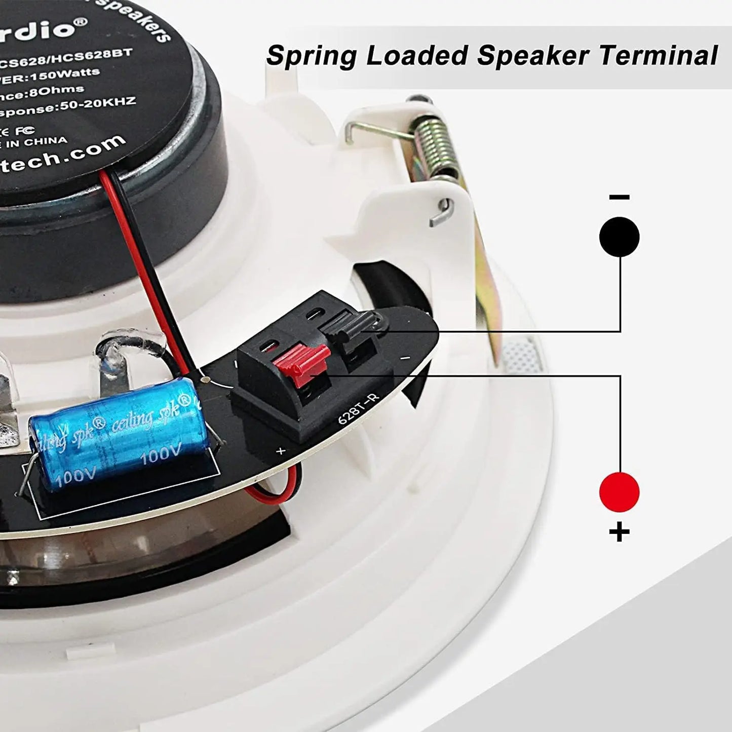 Herdio 2PCS 6.5'' Bluetooth Ceiling Speaker 300W 2-Way Independent True Wired Stereo Bluetooth Digital Amplifier Box For Home