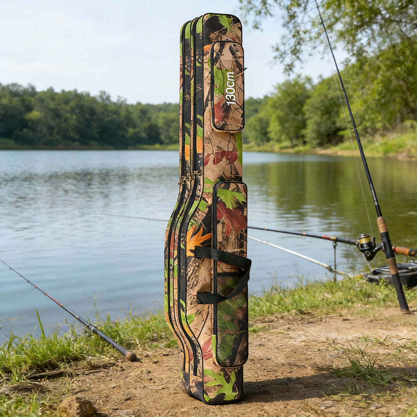 Fish Tackle Rod Holdall Bag Waterproof Oxford Fishing Pole Storage Bag Large Capacity 130cm for Men Family Travel Gifts