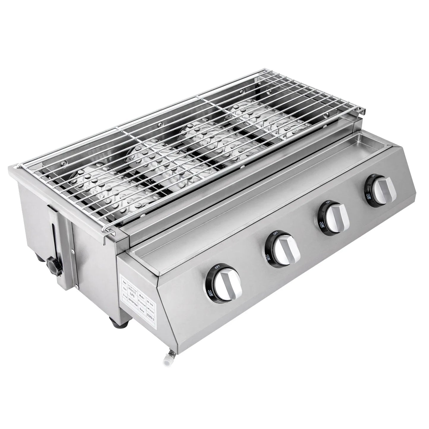 Gas BBQ Grill Stainless Steel Outdoor Camp Picnic Barbecue Shish Kabob 4 Burner