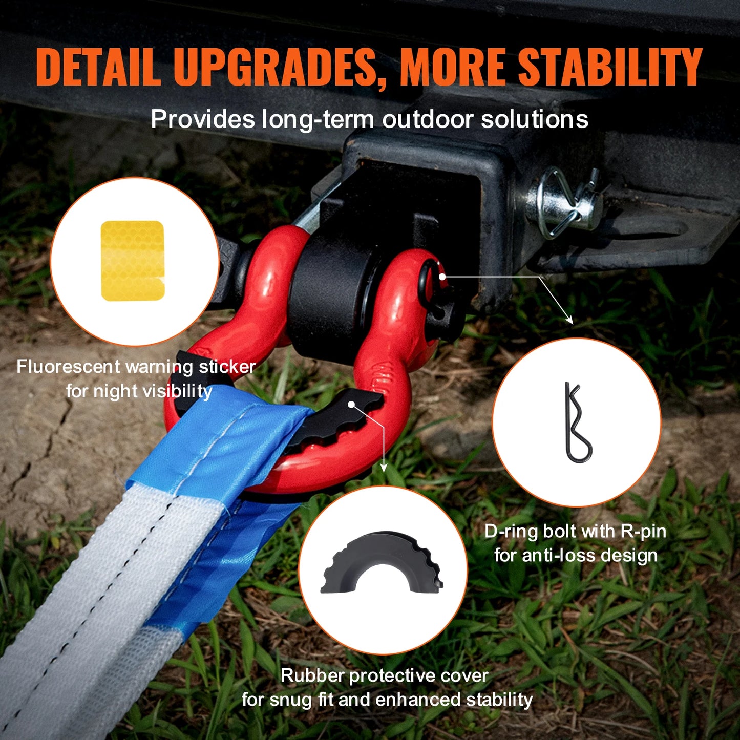 SucceBuy 2in D-Ring Shackle Hitch Receiver with Trailer Hitch Lock Pin Towing Accessories for Trucks Off-Road Vehicle Recovery