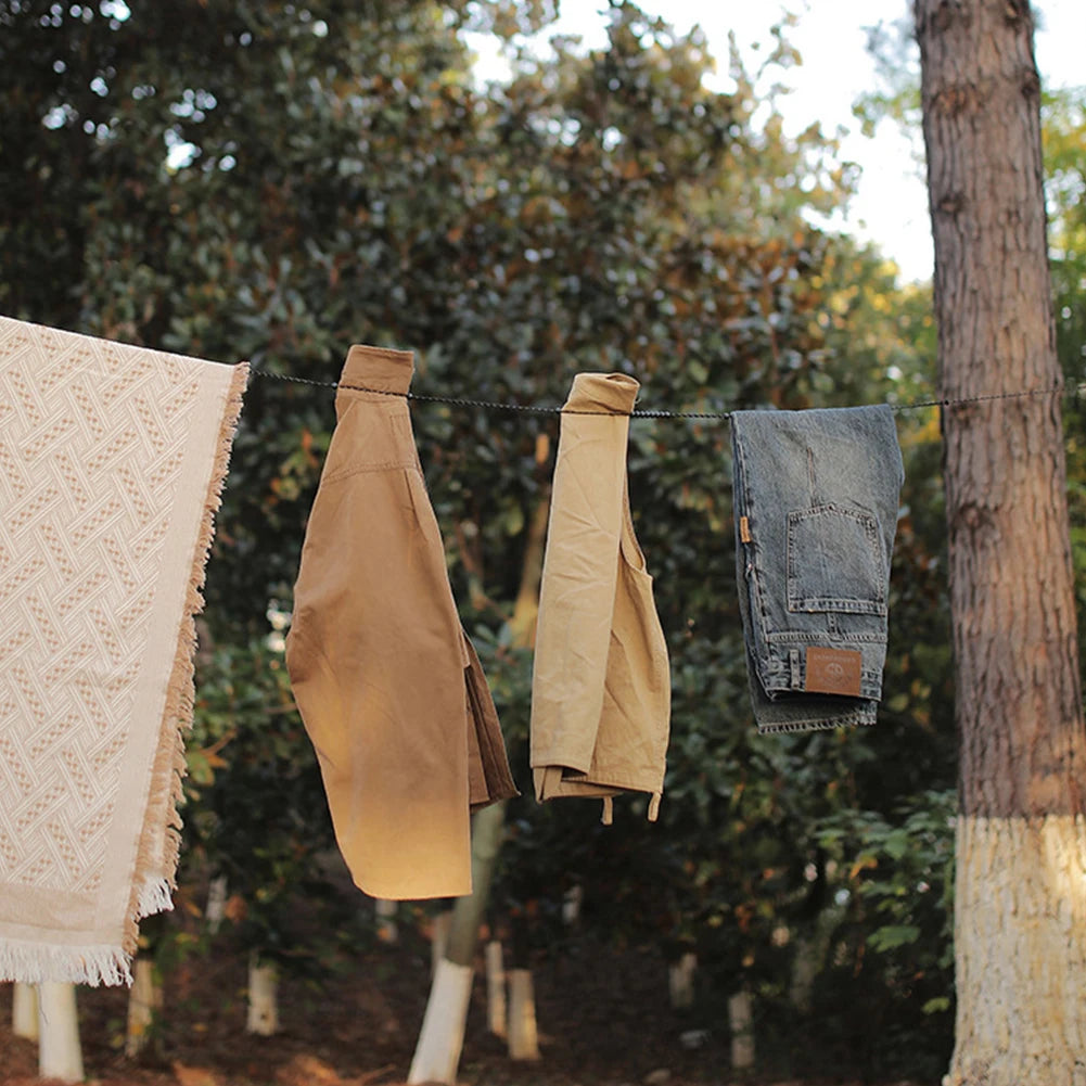 Camping Stretch Clothesline With 12 Clips Portable Travel Laundry Line