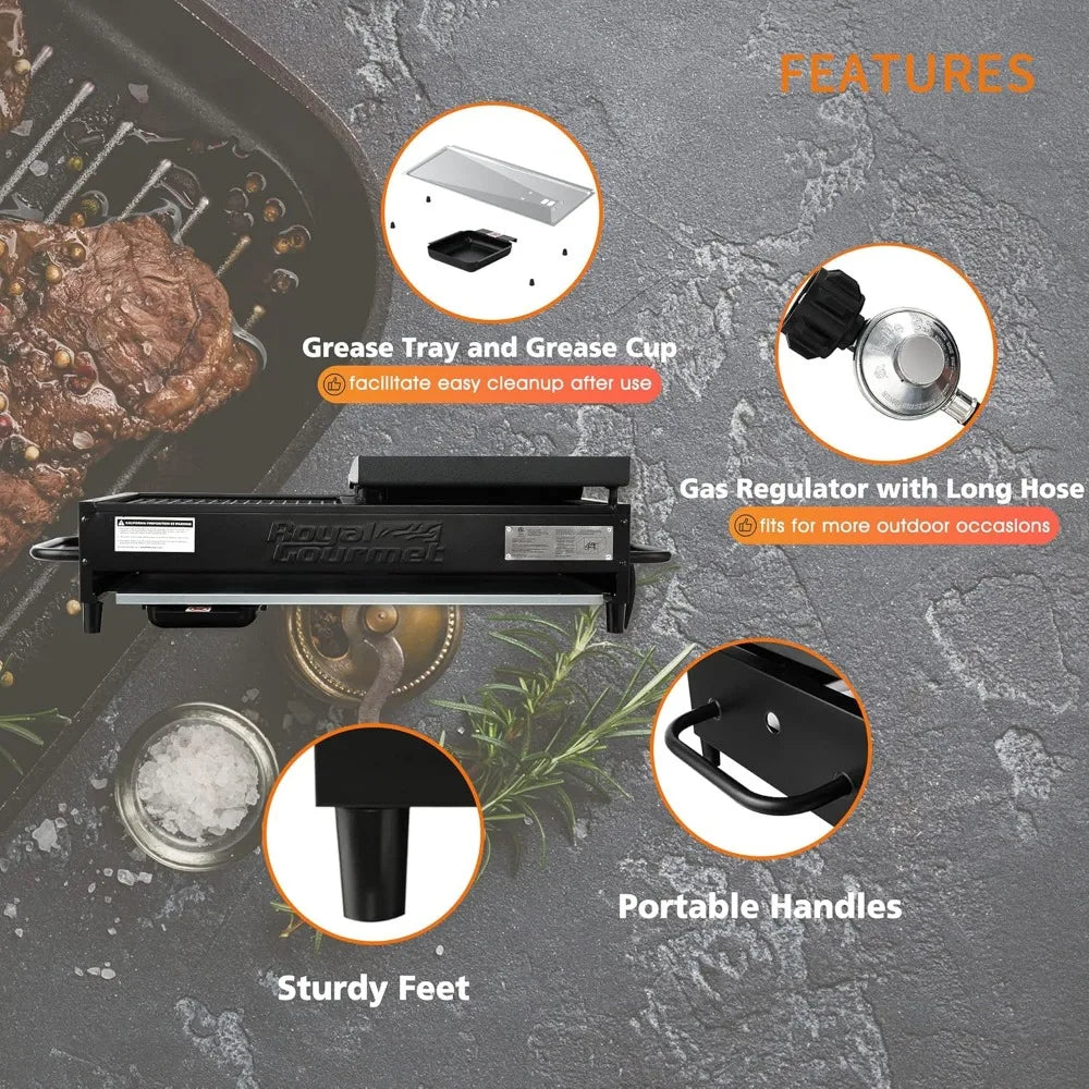 GD4002T 4-Burner Tailgater Grill and Griddle Combo, Portable Flat Top Propane Gas Grill with 40,000 BTUs Output for Backyard or