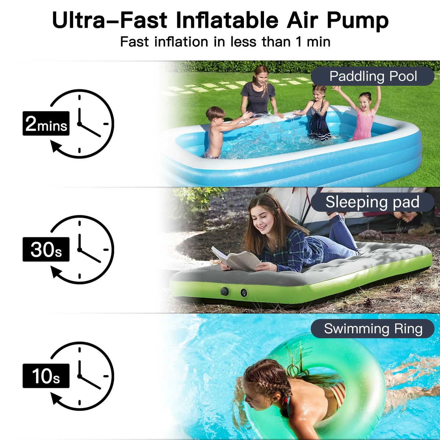 Portable Air Pump for Inflatables, Ultra-Mini Air Pump with Camping Light, USB Rechargeable Air Pump with Magnetic Design for Sl