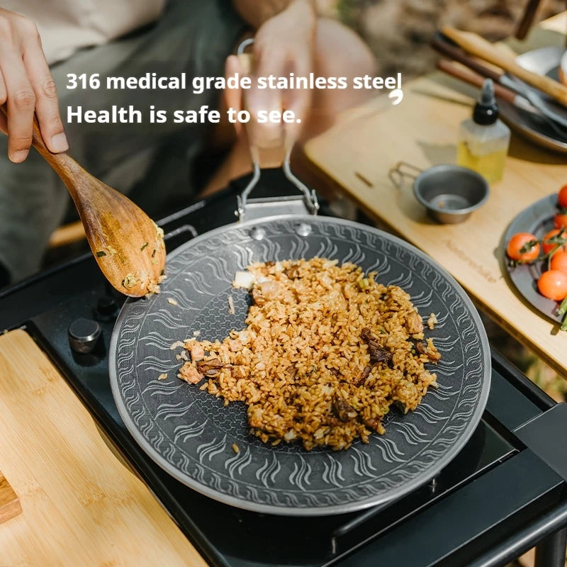 Naturehike Camping Grill Pan Stainless Steel Thick Bottom Honeycomb Plate Design Outdoor Picnic Cookware Grill Pan With Handle