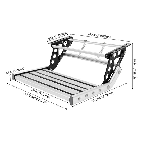 44cm Folding RV Step Manual RV Pedal Step Aluminum Alloy Caravan Step Motorhomes Accessories 150kg Load w/ LED Light For RV