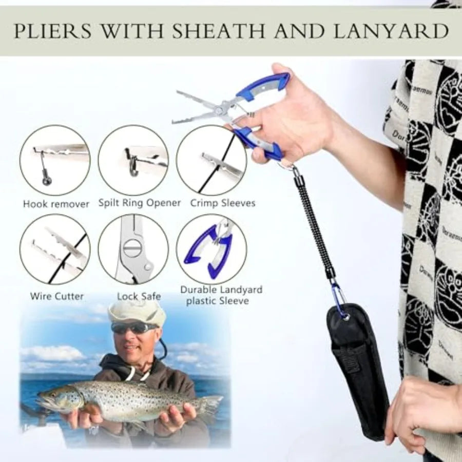 397 Pcs Fishing Accessories Kit Tools Include Backpack Fishing Tackle Box with Hooks Weights Sinkers Spinner Blade Gear in Blac