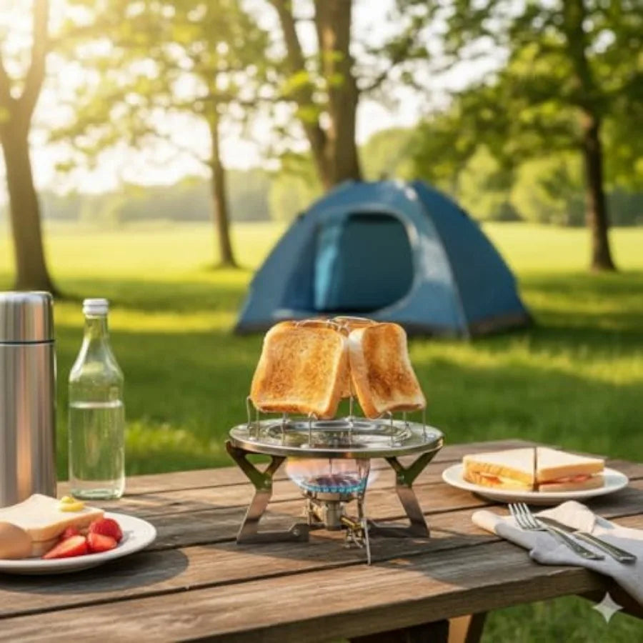 Camping Toaster - Stainless Steel Camp Toaster and Bread Clip, for Campers, Hikers, Outdoor Enthusiasts, and Families, Ideal fo
