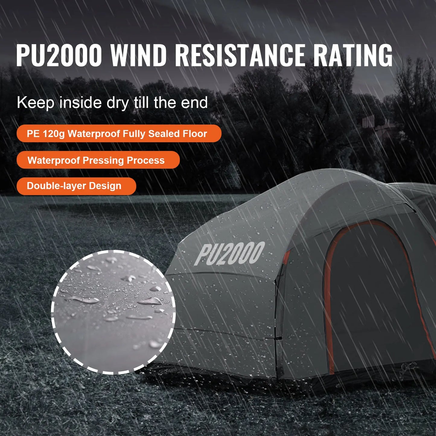 SucceBuy SUV Camping Tent, 8'-8' SUV Tent Attachment for Camping with Rain Layer and Carry Bag, PU2000mm Double Layer Truck Tent