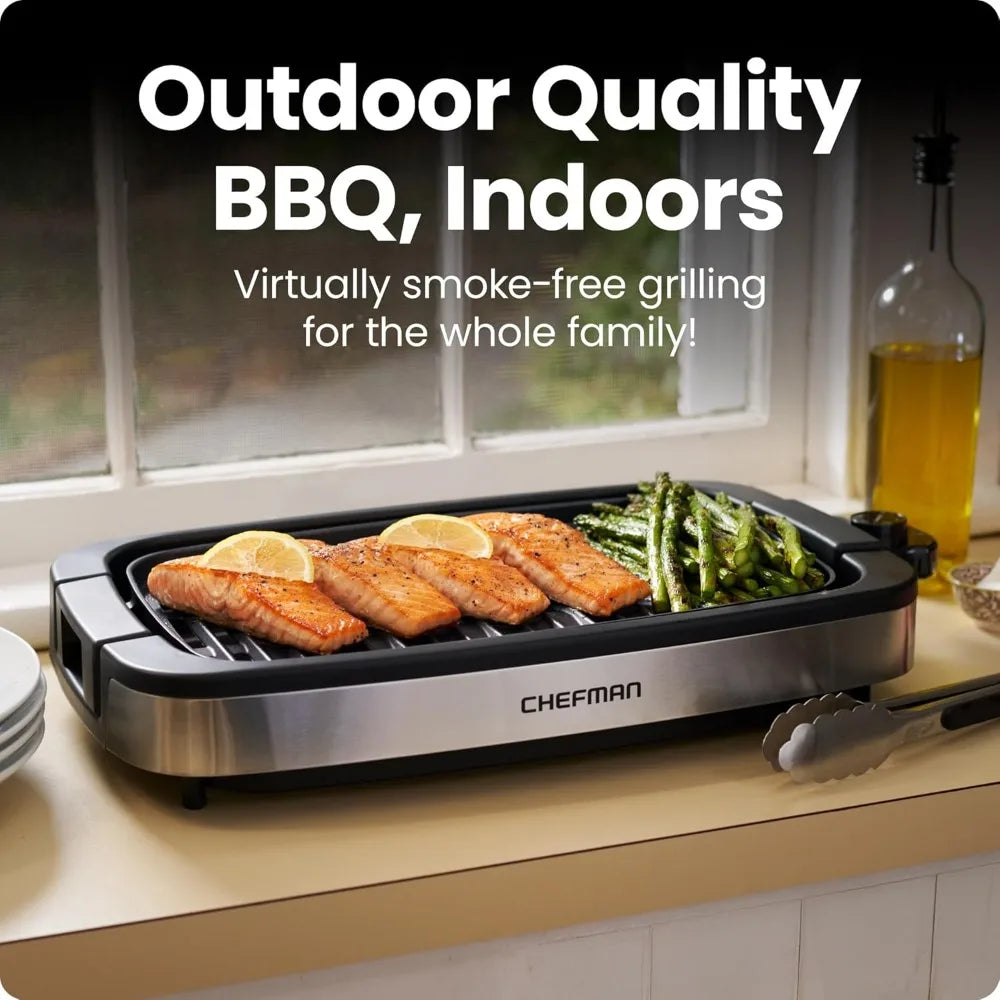Extra Large Nonstick Indoor Electric Grill with Adjustable Temperature Control Drip Tray and Dishwasher Safe Parts