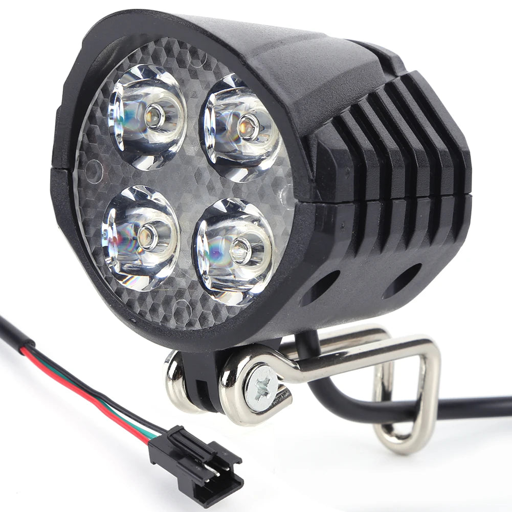 36/48/60V Electric Bicycle Light with Horn 18W 9 LED Electric Scooter LED Front Light Waterproof High Power Headlight for E-Bike