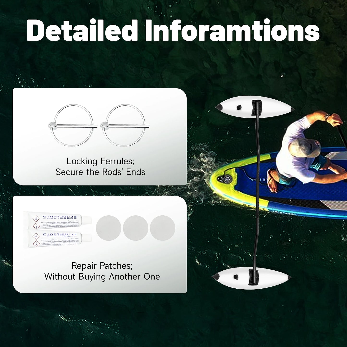 2X PVC Kayak PVC Inflatable Outrigger Float Kayak Canoe Inflatable Outrigger Fishing Boat Stabilizer Lightweight with Sidekick