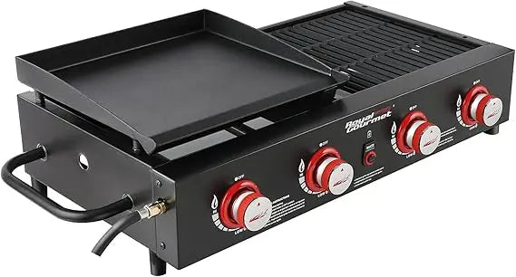 GD4002T 4-Burner Tailgater Grill and Griddle Combo, Portable Flat Top Propane Gas Grill with 40,000 BTUs Output for Backyard or