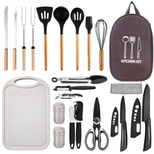 Silicone Camping Cooking Set Car Camping Essentials Cooking Kitchen Set, RV Camping Cookware Must Haves Gifts Camping Cooking E