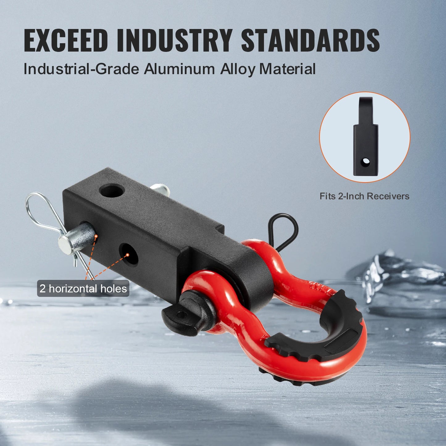 SucceBuy 2in D-Ring Shackle Hitch Receiver with Trailer Hitch Lock Pin Towing Accessories for Trucks Off-Road Vehicle Recovery