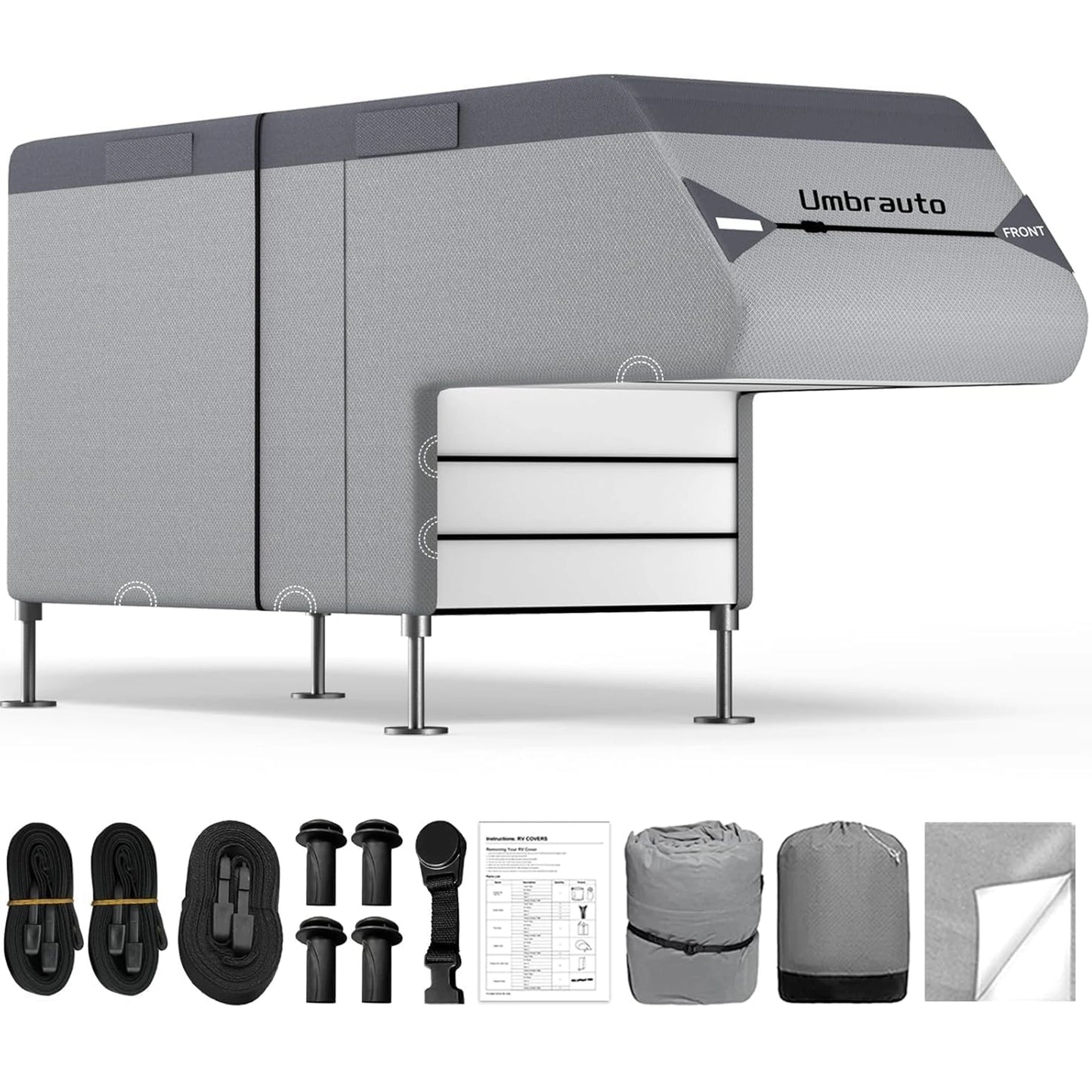 Umbrauto Truck Camper Cover, Upgraded 7 Layers Top Waterproof Slide-in RV Cover with Windproof Straps & Complete Accessory Kit