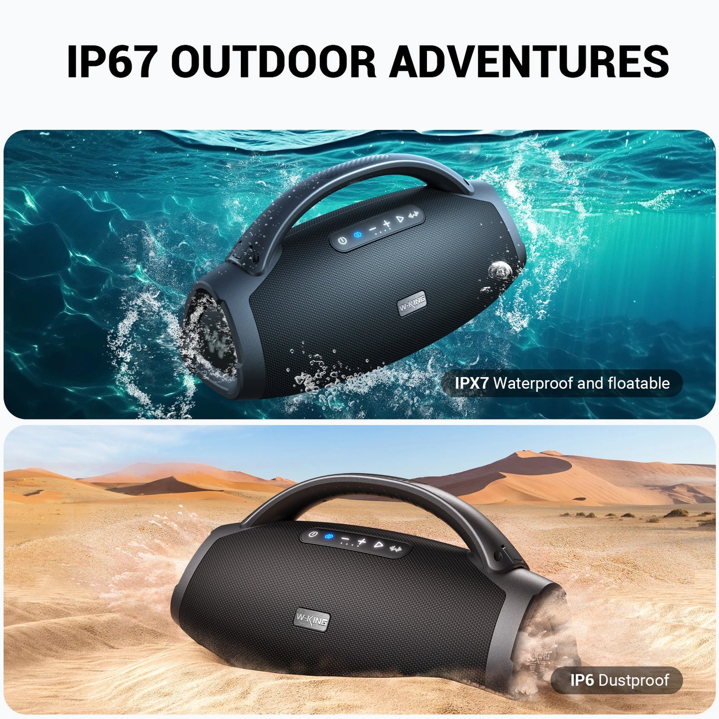 W-KING D20 Portable Bluetooth Speakers,200W RMS Massive Bass Party Boombox IPX7 Waterproof Speaker Large, Loud Outdoor Speaker