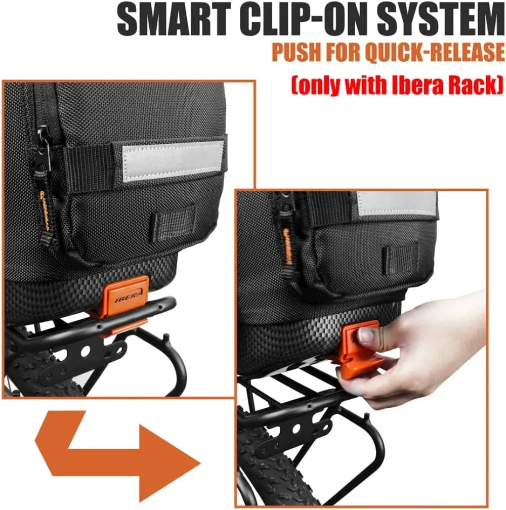 17L Clip-On Bike Rack Bag with Shoulder Strap, Hard Base & Reflective Trim, Daily Commute Bicycle Bag