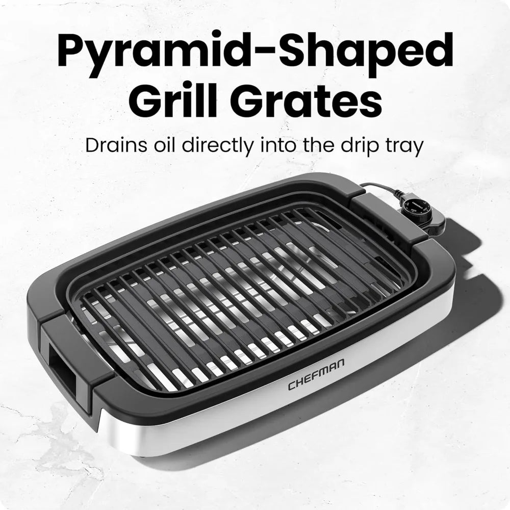 Extra Large Nonstick Indoor Electric Grill with Adjustable Temperature Control Drip Tray and Dishwasher Safe Parts