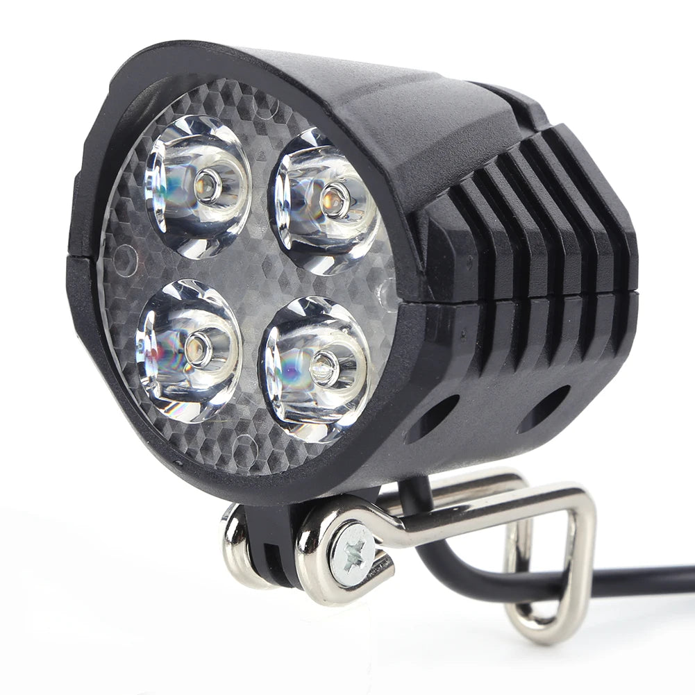 36/48/60V Electric Bicycle Light with Horn 18W 9 LED Electric Scooter LED Front Light Waterproof High Power Headlight for E-Bike