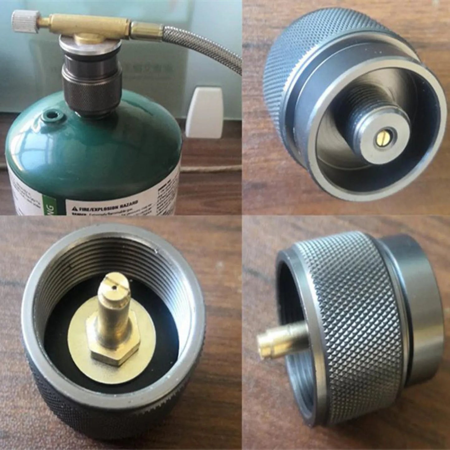 Portable Propane Adapter 1 LB to Flat Gas Tank Outdoor Grill Stove Fuel Converter, Aluminum Alloy Copper Construction Easy Carry