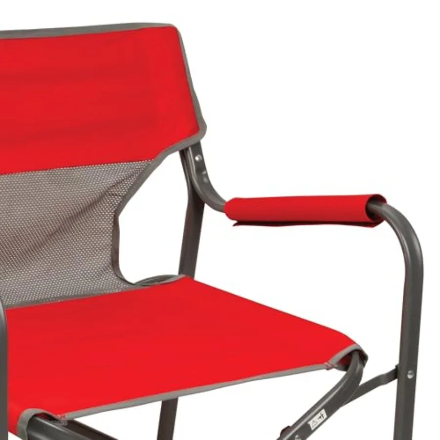 Outpost Breeze Folding Camping Chair with Cooling Mesh Back, Portable Outdoor Chair Supports up to 300lbs