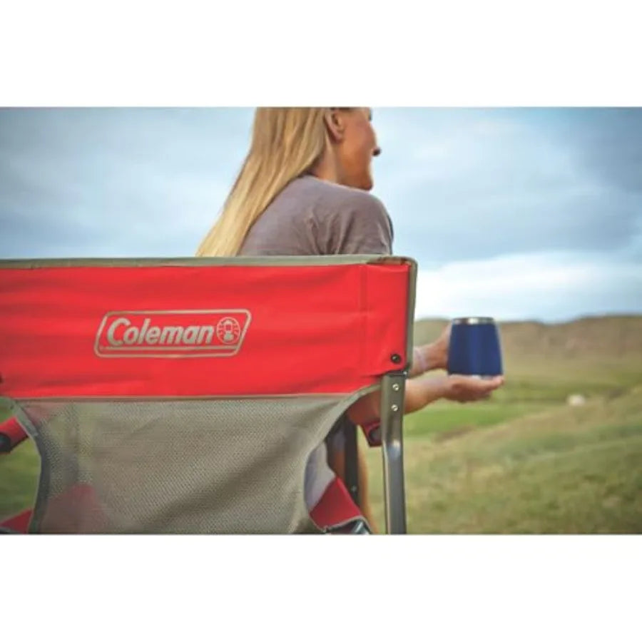 Outpost Breeze Folding Camping Chair with Cooling Mesh Back, Portable Outdoor Chair Supports up to 300lbs