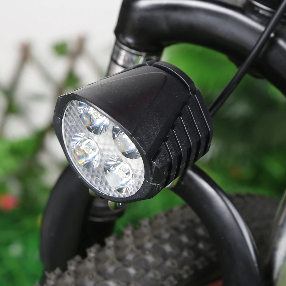 36/48/60V Electric Bicycle Light with Horn 18W 9 LED Electric Scooter LED Front Light Waterproof High Power Headlight for E-Bike