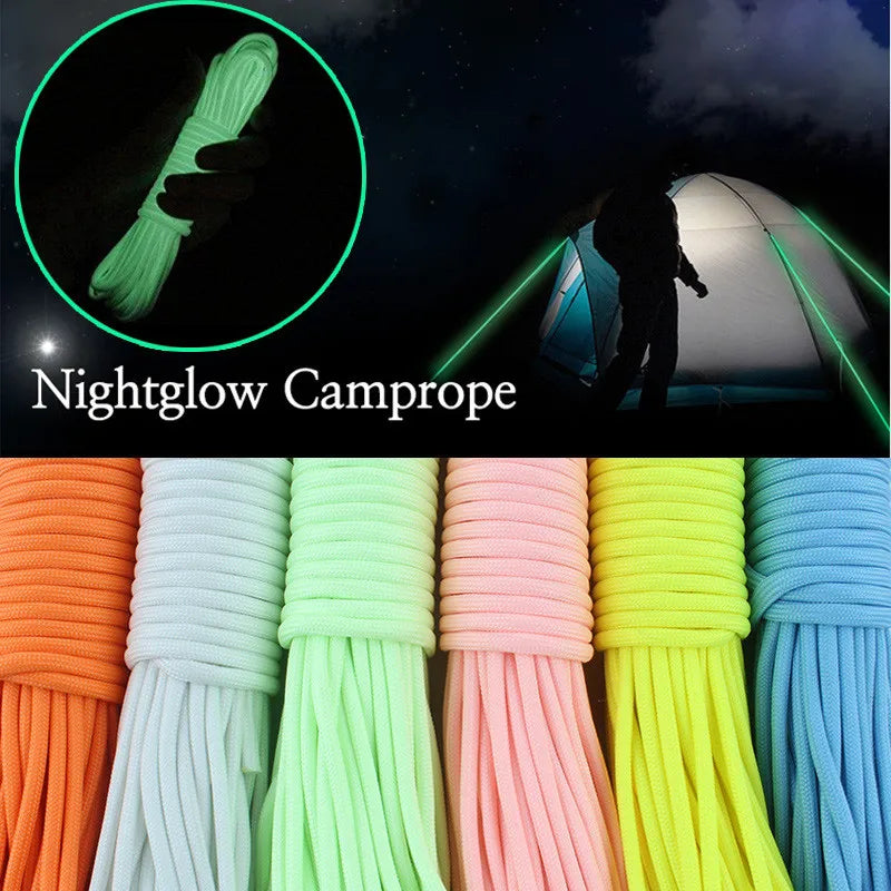 Luminous Rope 9 Strands 4mm Paracord Nylon 550 Tent Cord Outdoor Parachute Lanyard Camping Survival EDC Glow In The Dark