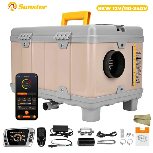 8KW 12V/110-240V Toolbox TB10 Diesel Air Heater LCD & Bluetooth With Altitude Mode Parking Heater For Cars RV Camper Tent