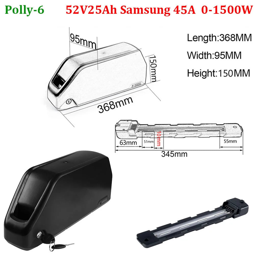 21700 Ebike Battery 52V 48V 24Ah Downbtube Polly Lithium Battery Pack For 350W 500W 750W 1000W 1500W Motor Electric Bike Kits