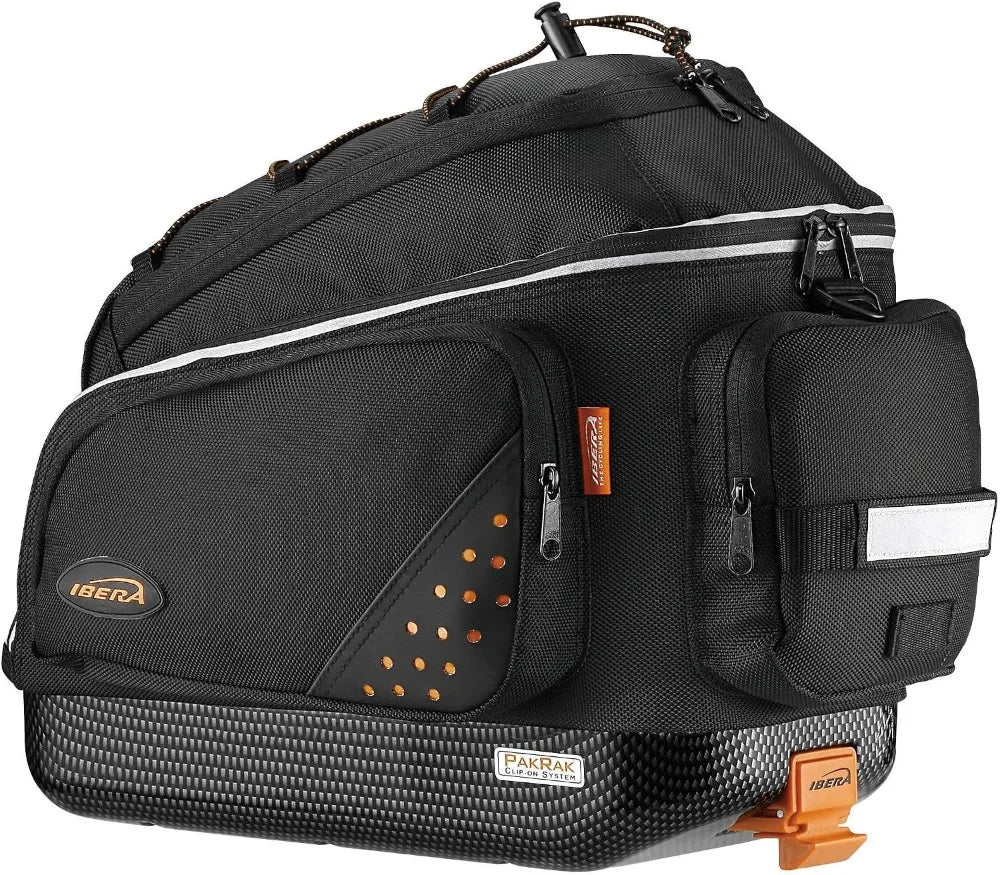 17L Clip-On Bike Rack Bag with Shoulder Strap, Hard Base & Reflective Trim, Daily Commute Bicycle Bag