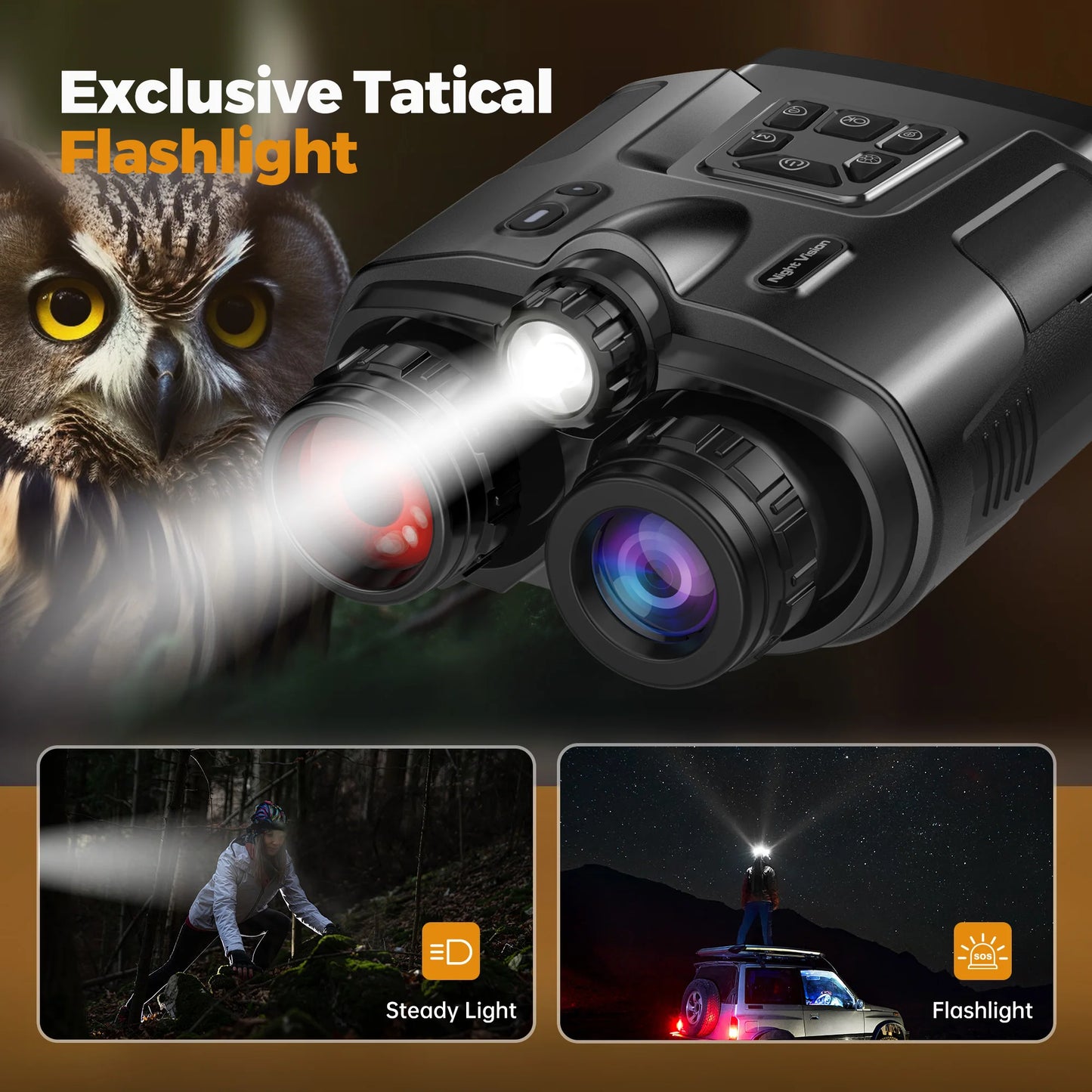 Night Vision Binoculars 4K Infrared 5000mAH Rechargeable 8X Digital Zoom 600 Meters Darkness Goggles for Hunting & Surveillance